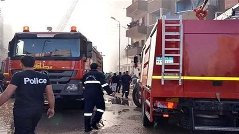 فريق من النيابة يعاين مكان حريق ستوديو «جودر» بمدينة الإنتاج الإعلامي
