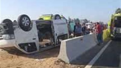 بينهم أطفال.. مصرع شخص وإصابة 20 آخرين في حادث انقلاب ميكروباص بأطفيح
