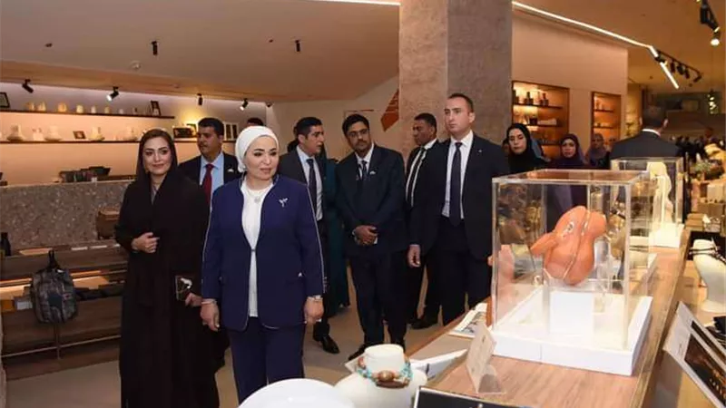 السيدة انتصار السيسي تعرب عن سعادتها بزيارة حرم سلطان عُمان للمتحف المصري الجديد