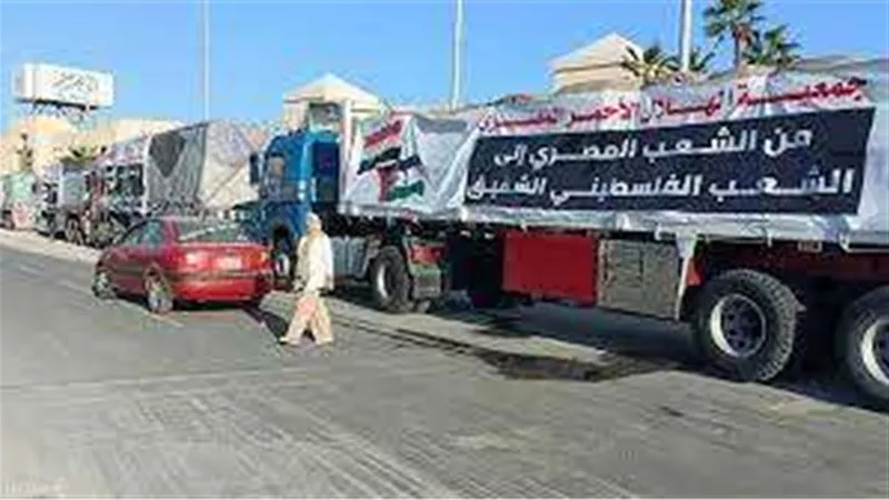 الهلال الأحمر المصري: مستمرين في إدخال المساعدات لقطاع غزة على مدار الساعة