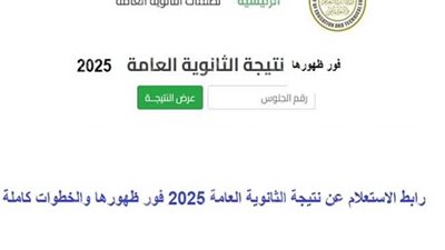 الرابط الرسمي للحصول علي نتيجة الثانوية العامة 2025 بعد اعتمادها .. سجل هنا