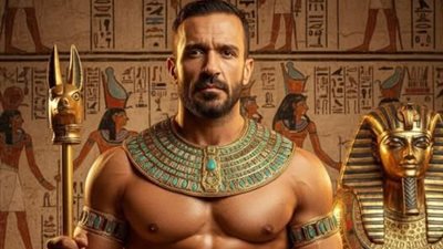 بالزي الفرعوني.. على معلول يحتفل بافتتاح المتحف المصري الكبير