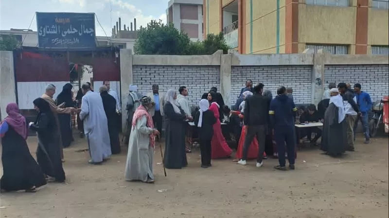 توافد الناخبين بلجان صفط تراب بطنطا للتصويت في انتخابات مجلس النواب