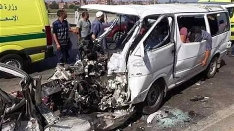 بطريق شربين.. مصرع وإصابة 15 شخصا في تصادم ميكروباص بعمود إنارة