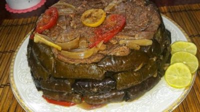 طريقة عمل محشي ورق العنب بقطع الإستيك