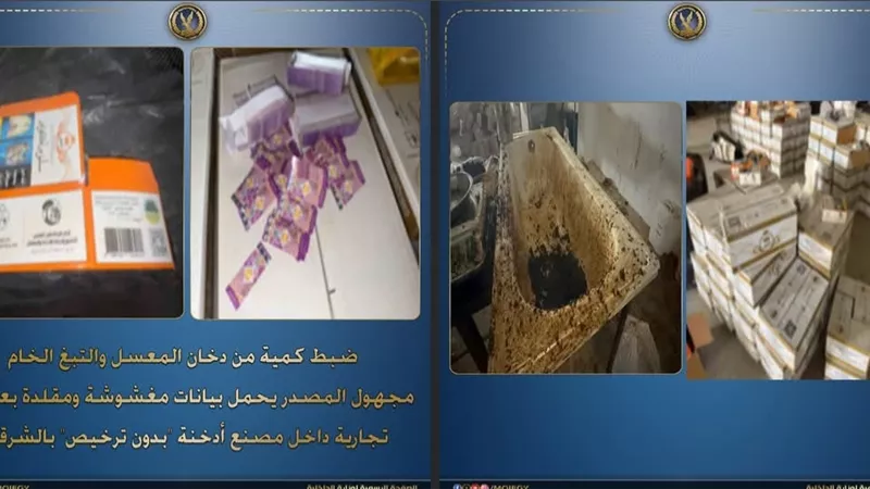 ضبط مصنع أدخنة غير مرخص بالشرقية بحوزته 5 أطنان معسل وتبغ مغشوش
