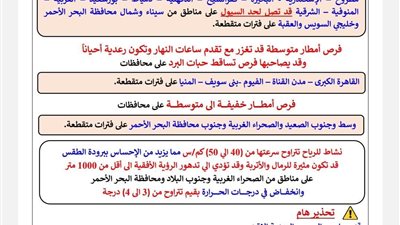محافظ المنوفية يوجه برفع درجة الاستعداد القصوى لمواجهة تقلبات الطقس المتوقعة