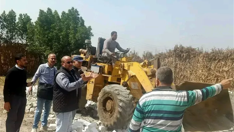 إزالة فورية في المهد لتعدٍ على أرض زراعية ببرهمتوش بالسنبلاوين