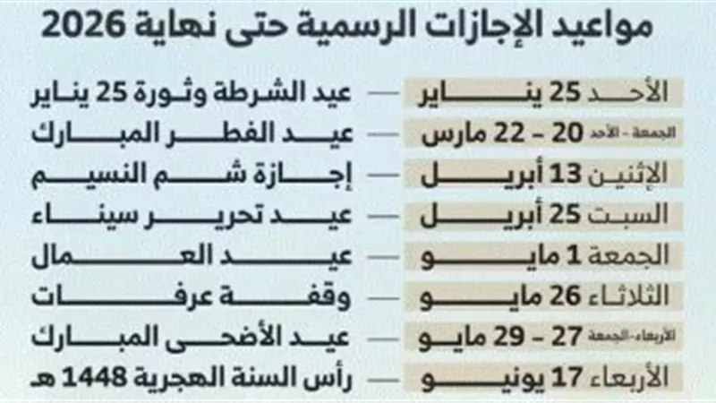 الاجازات الرسميه