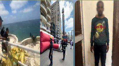 إنقاذ شخص حاول إنهاء حياته من أعلى عقار بمنطقة ميامي في الإسكندرية