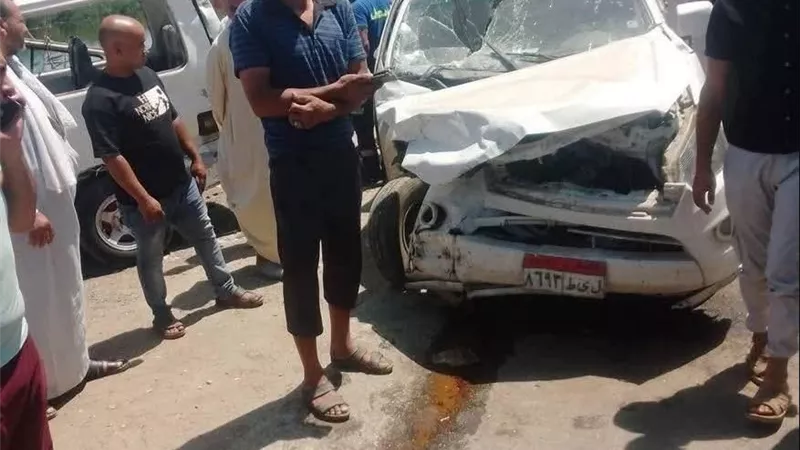 إصابة 9 أشخاص إثر تصادم سياره ميكروباص بنص نقل على طريق الكراكات بكفر الشيخ