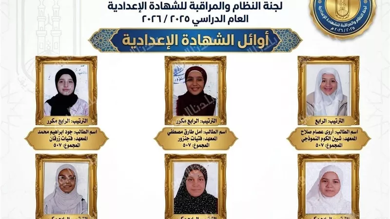 بالأسماء.. ننشر أوائل الشهادات الابتدائية والإعدادية الأزهرية بالمنوفية