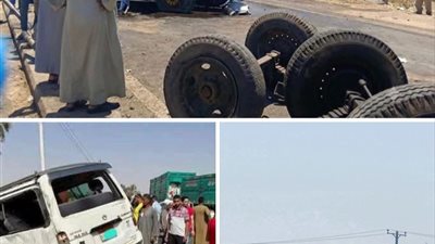 مصرع وإصابة 7 أشخاص إثر تصادم جرار زراعي بسيارتين بكفر الشيخ