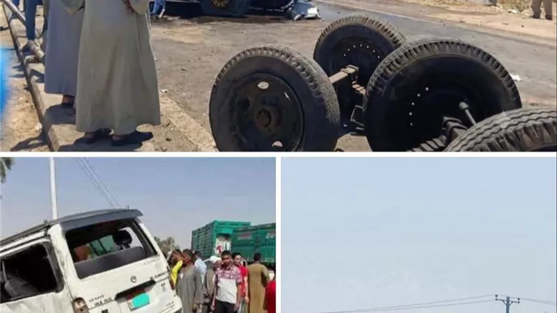 مصرع وإصابة 7 أشخاص إثر تصادم جرار زراعي بسيارتين بكفر الشيخ