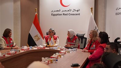 الهلال الأحمر والقومي للمرأة ينظمان يوم التطوع لتعبئة المساعدات للفلسطينيين