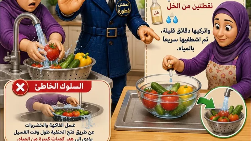 المفتش قطورة يحذر من إهدار المياه أثناء غسل الخضروات والفاكهة